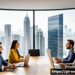 Home 21 고객 니즈 우선순위 정하는 방법 - A professional business meeting scene in a modern São Paulo office, featuring diverse Brazilian busi...