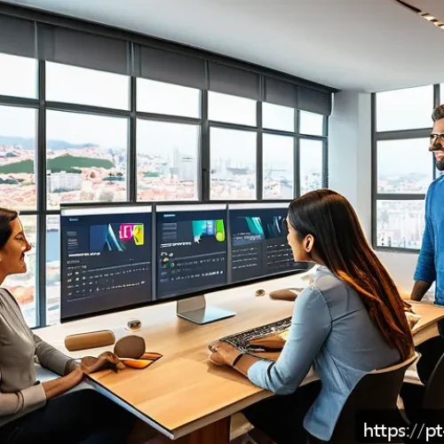 Home 17 고객 리서치를 통한 마케팅 캠페인 최적화 - A modern digital marketing office scene in Brazil, featuring a diverse team of professionals analyzi...