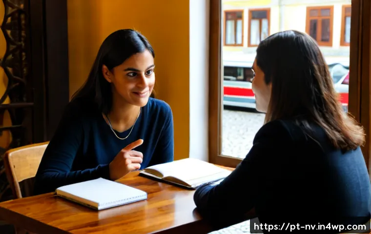Home 17 고객 인터뷰에서의 심층 질문 기법 - Photorealistic customer interview in a welcoming Lisbon café, a professional female researcher using...